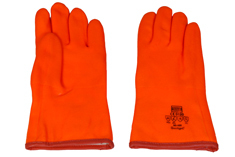90-466 Fluorescent orange PVC glove ANITIZED,treated, Jersey lining laminated with foam, rough finish