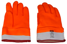 90-468 Fluorescent orange PVC glove SANITIZED  treated,Jersey lining laminated with foam,Rough finish