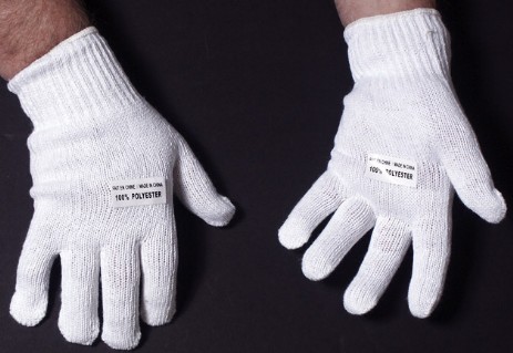 90-301 White poly cotton gloves 100  knitwear acrylic, white Medium, large, X Large
